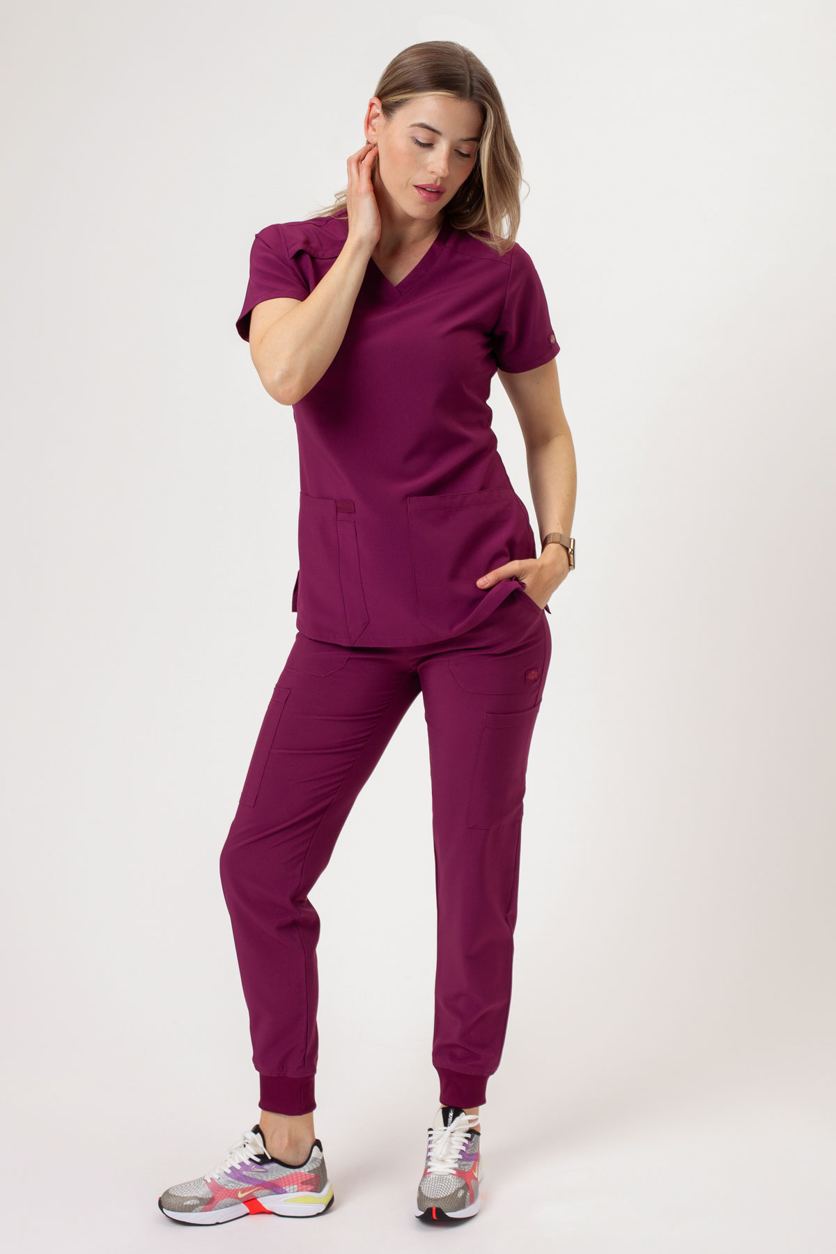 Komplet medyczny damski Dickies EDS Essentials Jogger wiśniowy