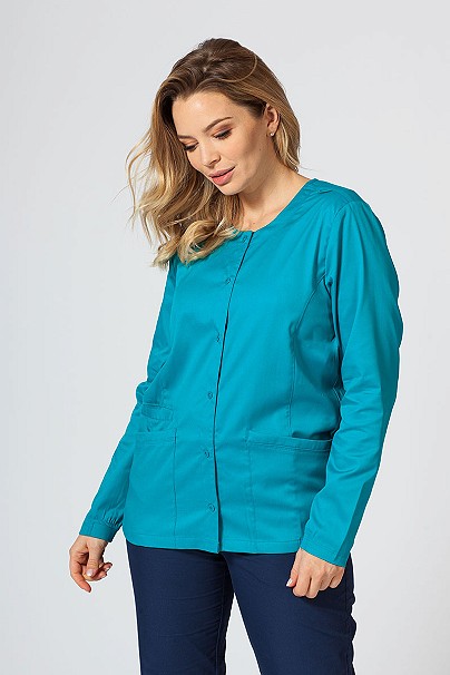 Bluza medyczna damska rozpinana Maevn Matrix Neck Snap morski błękit