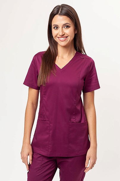 Bluza medyczna damska Maevn Matrix Double V-neck wiśniowa